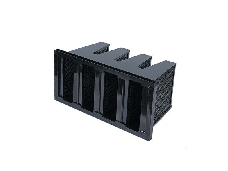 V-bank activated carbon chemical filter with honeycomb structure for industrial odor and gas removal