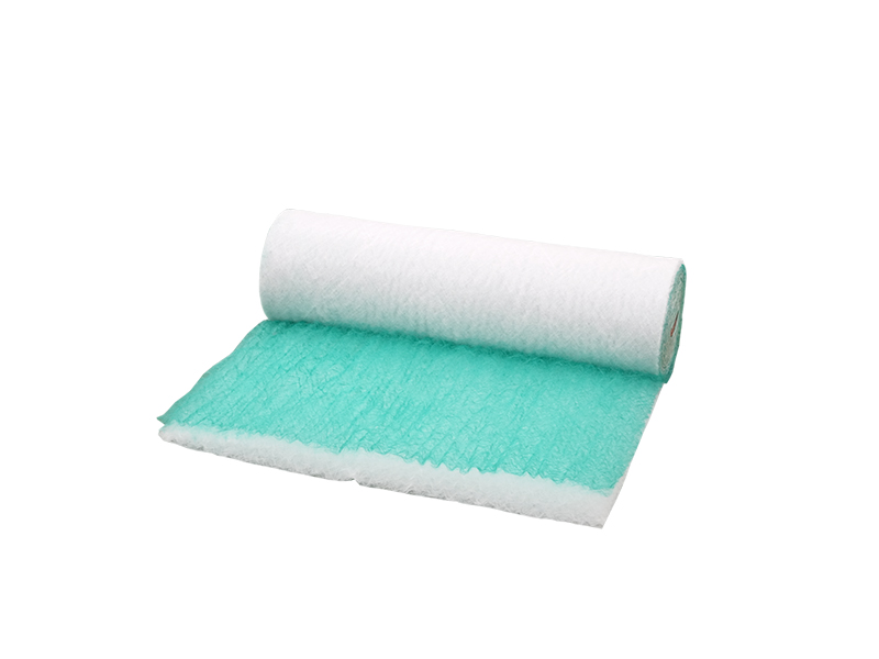 Roll of white synthetic media for air filtration applications and HVAC pre-filters