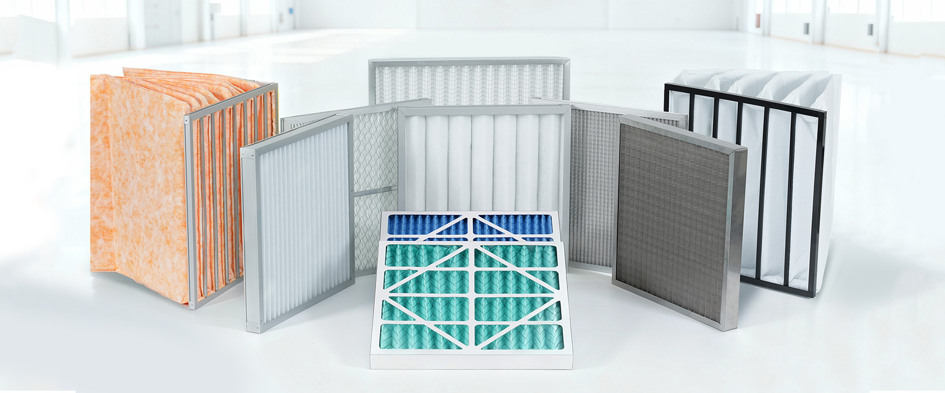 Assortment of cylindrical and conical pleated filters for industrial dust collection systems