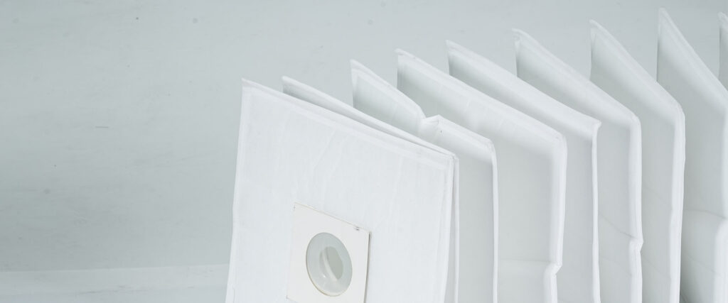 Close-up of a custom-designed synthetic pocket air filter with reinforced spacing details